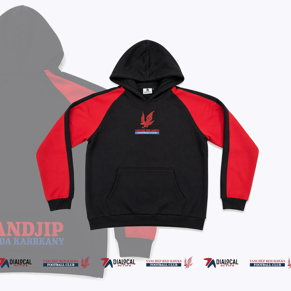 Black and red Yanchep Red Hawks club hoodie