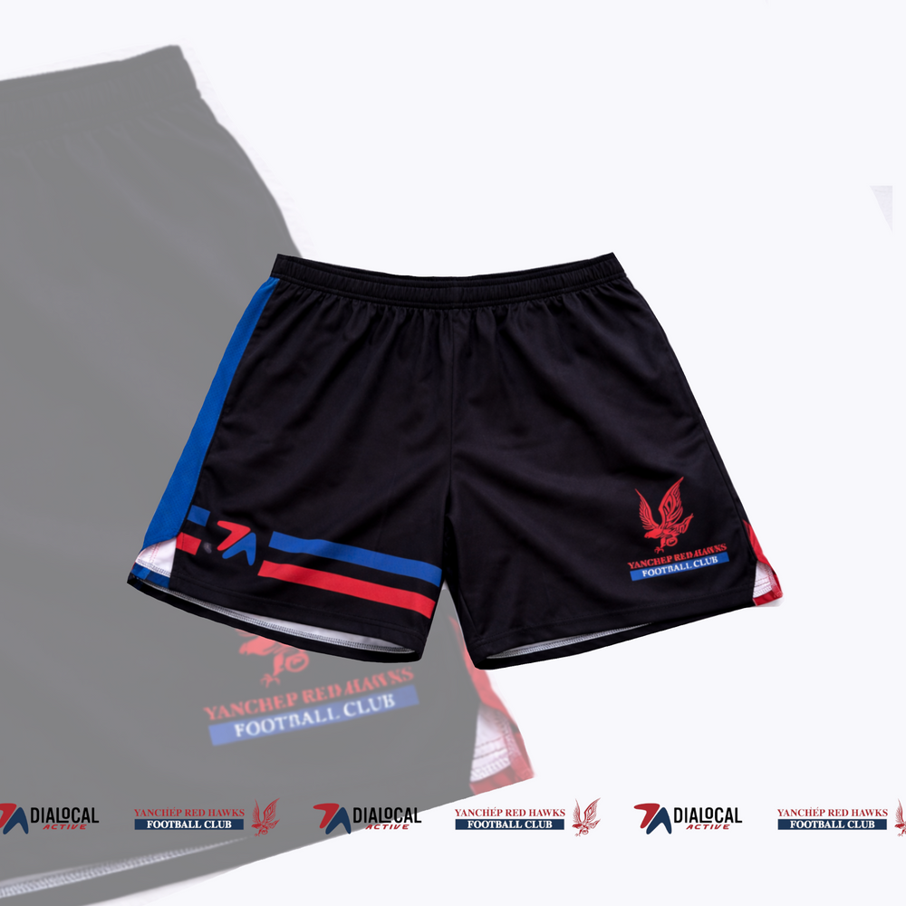Yanchep Red Hawks black training shorts